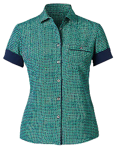 NNT Womens Pixel Print S/S Action Back Shirt Collared Button Shirt CAT9S2- Bannav S Bannav LLC