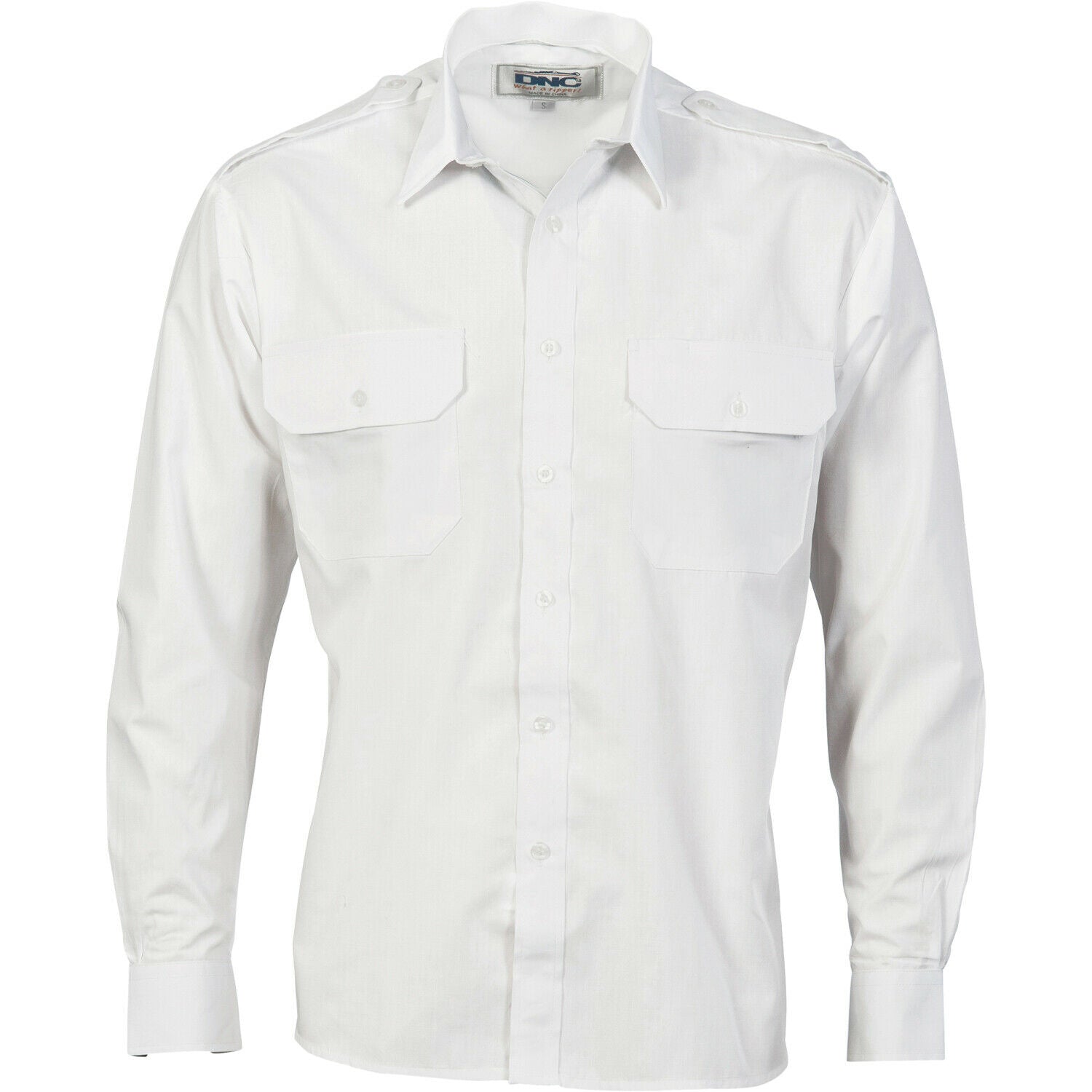 DNC Workwear Mens Epaulette Polyester Cotton Work Shirt Long Sleeve Casual 3214- Bannav S Bannav LLC
