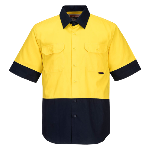 Portwest Hi-Vis Two Tone Regular Weight Short Sleeve Shirt Work Safety MS902- Bannav S Bannav LLC