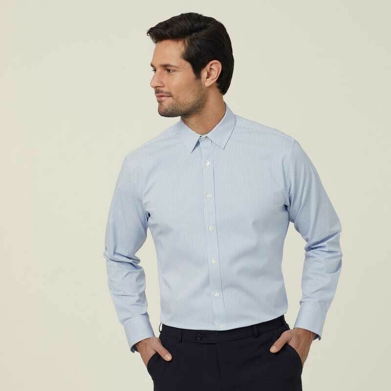 NNT Mens Avignon Stripe Long Sleeve Shirt Casual Regular Fit Business CATJD9- Bannav S Bannav LLC