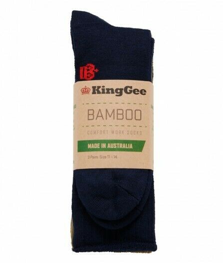 KingGee Mens Bamboo Work Socks 3 Pack Breathable Comfortable Workwear K09271- Bannav S Bannav LLC