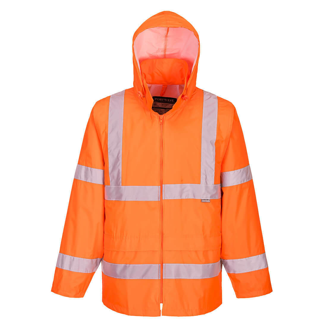 Portwest Mens Hi-Vis Rain Jacket Reflective Taped Hood Work Safety Comfy H440- Bannav S Bannav LLC