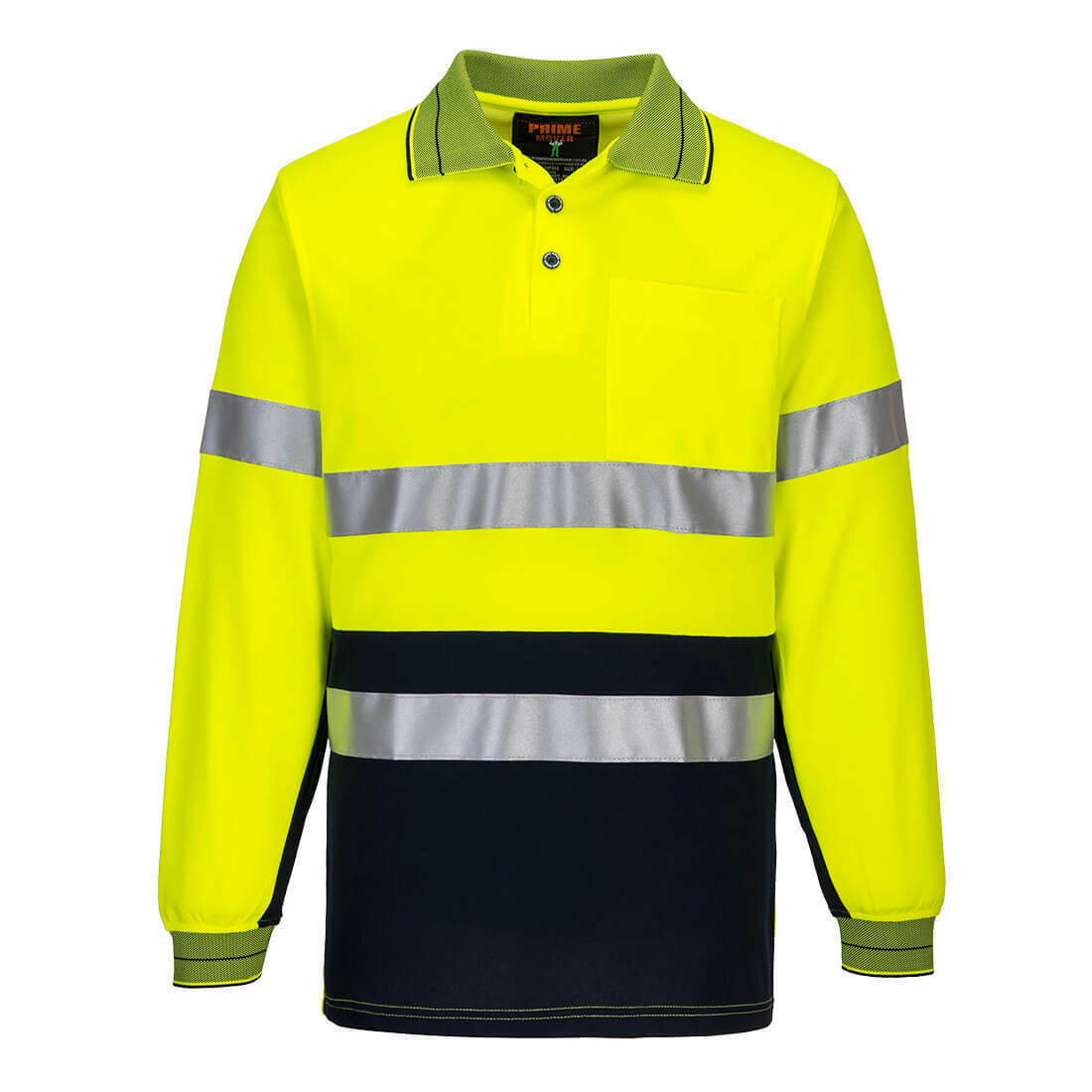 Portwest Mens Prime Mover Long Sleeve Cotton Work Shirt Polo Hi-Vis Taped MP313- Bannav S Bannav LLC