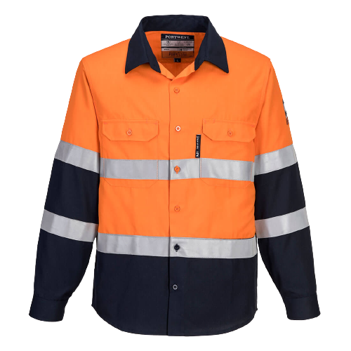 Portwest Mens Prime Mover Hi-Vis Work Shirt Long Sleeve Closed Front Taped FR04- Bannav S Bannav LLC
