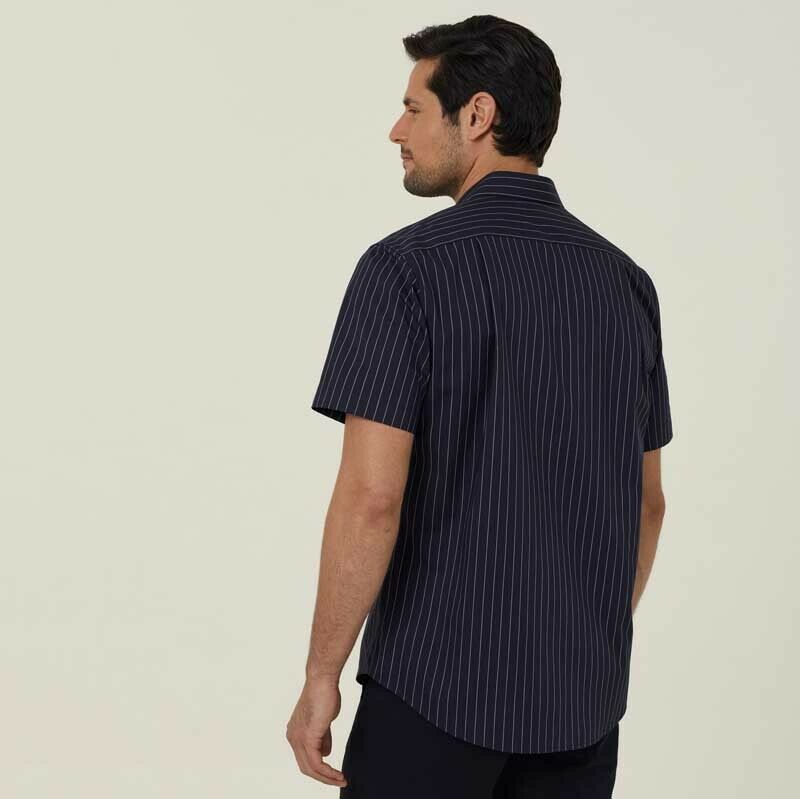 NNT Mens Avignon Pinstripe Short Sleeve Shirt Casual Regular Fit Business CATJDM- Bannav S Bannav LLC