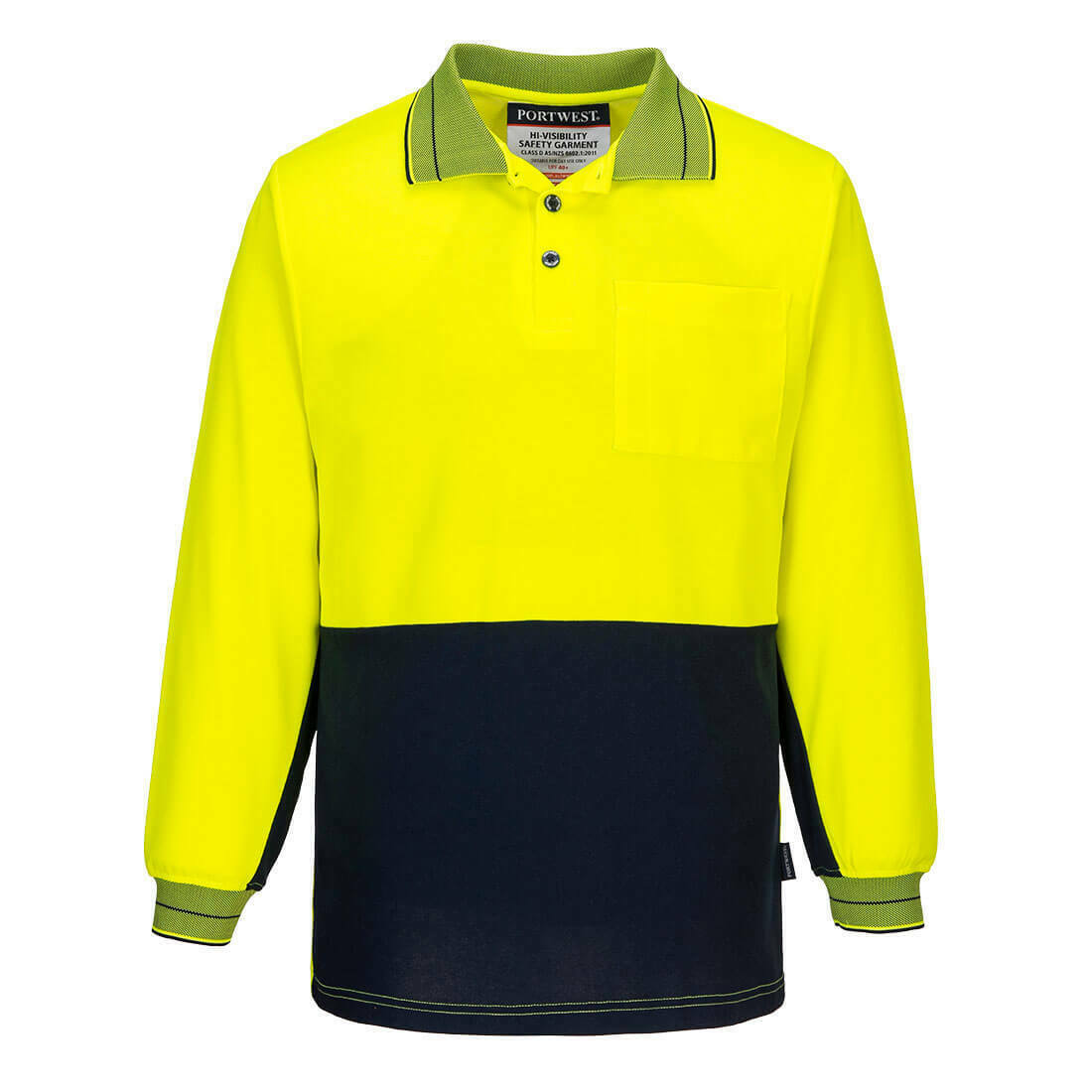 Portwest Mens Hi-Vis Prime Mover Cotton Long Sleeve Work Polo Shirt 2 Tone MP213- Bannav S Bannav LLC