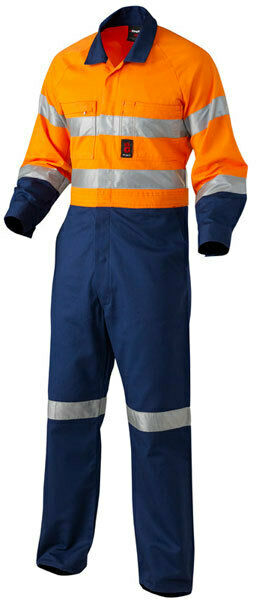 KingGee Mens Hi-Vis Combination Drill Overalls Spliced Cotton Work Safety K51525- Bannav S Bannav LLC