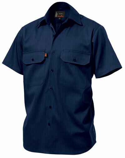 KingGee Mens Open Front Drill Shirt S/S Reinforced Work Cotton Comfy K04030- Bannav S Bannav LLC