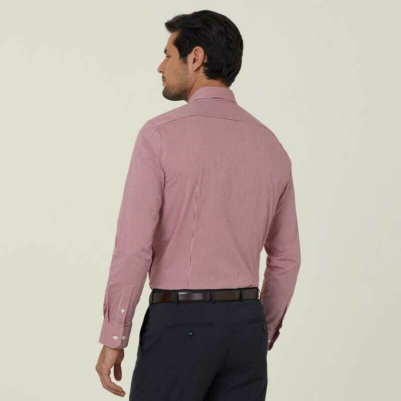 NNT Mens Avignon Gingham Checked Long Sleeve Shirt Casual Fit Business CATJDF- Bannav S Bannav LLC