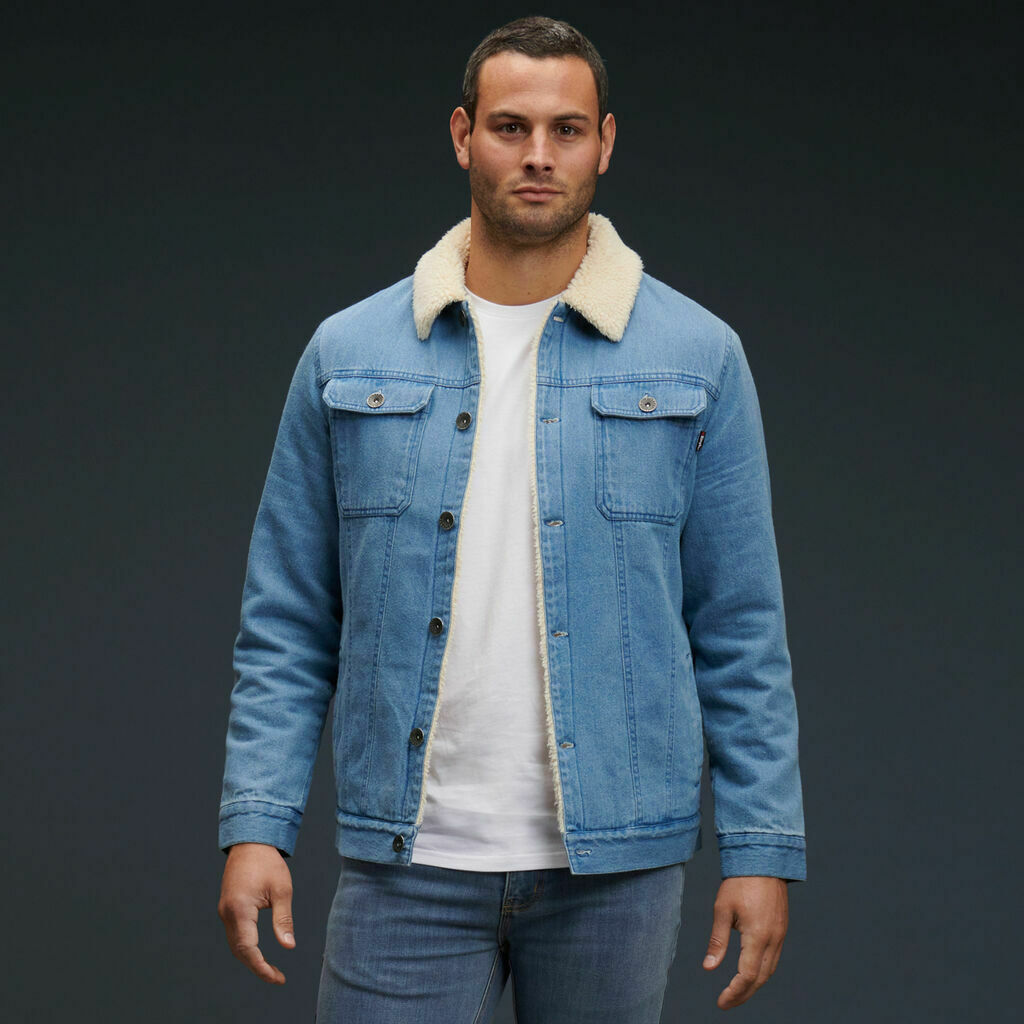 KingGee Mens Urban Denim Jacket Warm Sherpa Lining Winter Comfort Jackets K15041- Bannav S Bannav LLC
