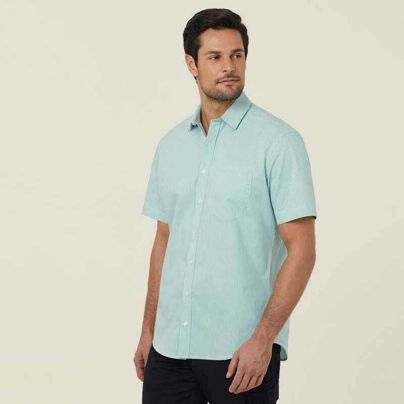 NNT Mens Avignon Stripe Short Sleeve Shirt Casual Regular Fit Business CATJDK- Bannav S Bannav LLC