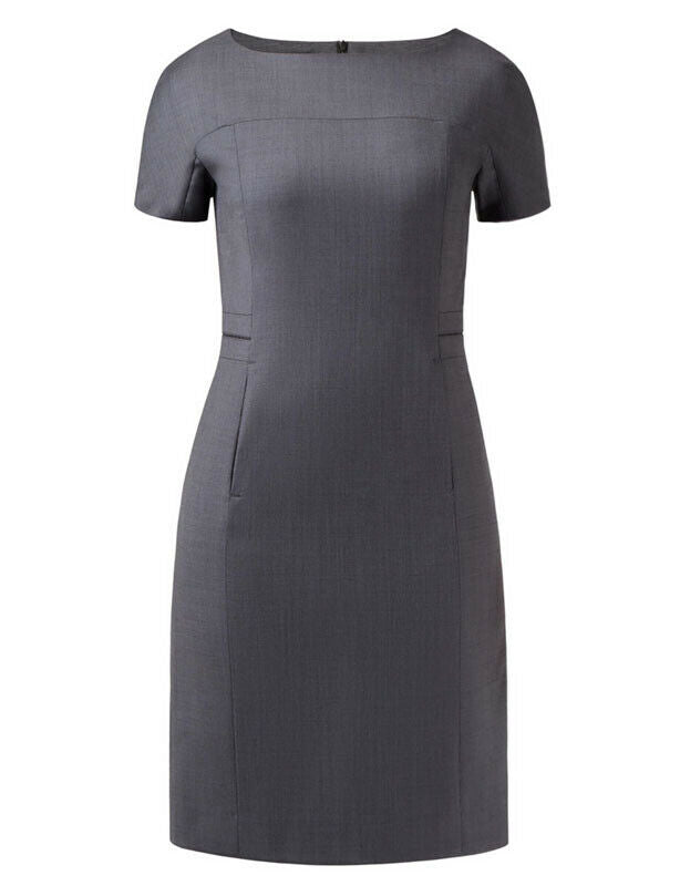 NNT Womens Sharkskin Short Sleeve Dress Classic Fit Stretch Knee Length CAT6BE- Bannav S Bannav LLC