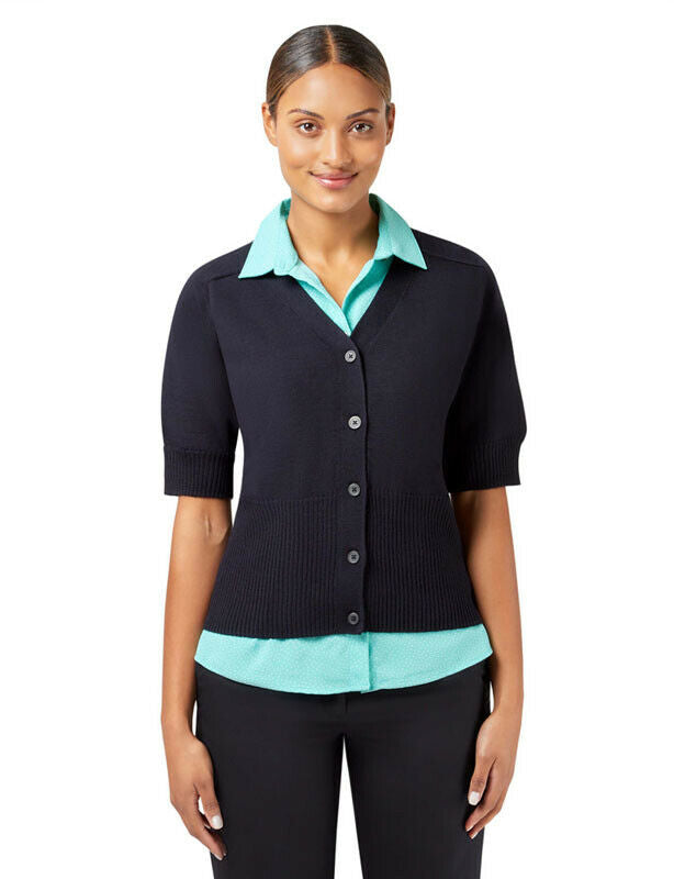NNT Womens Wool Rich Short Sleeve Rib Trim Cardigan Business Body Warmer CAT5BJ- Bannav S Bannav LLC