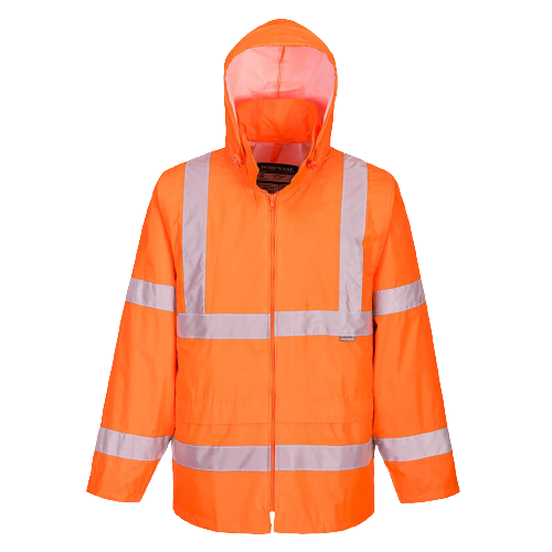 Portwest Mens Hi-Vis Rain Jacket Reflective Taped Hood Work Safety Comfy H440- Bannav S Bannav LLC