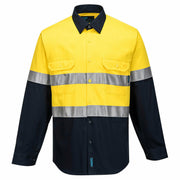 Portwest Mens Prime Mover Work Hi-Vis Two Cotton Reflective Shirt Taped MA101- Bannav S Bannav LLC