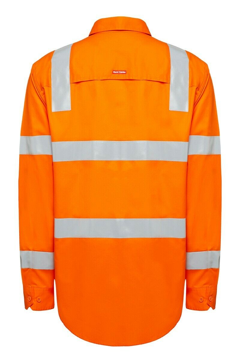 Mens Hard Yakka Rain Lightweight Drill Shirt Tape Hi-Vis Biomotion Safety Y04265- Bannav S Bannav LLC