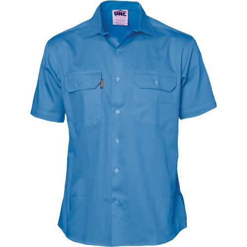 DNC Workwear Mens Cotton Drill Safety Shirt Short Sleeve Comfortable  3201- Bannav S Bannav LLC
