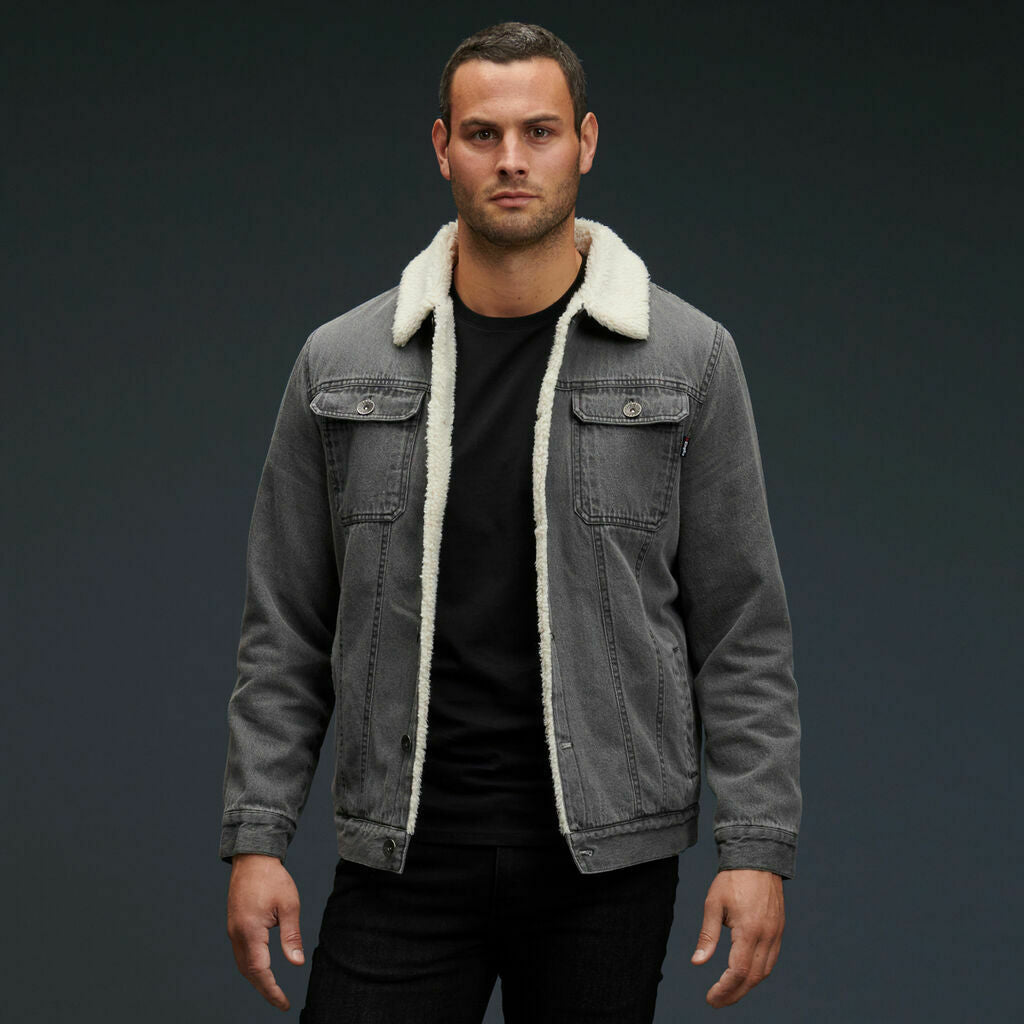 KingGee Mens Urban Denim Jacket Warm Sherpa Lining Winter Comfort Jackets K15041- Bannav S Bannav LLC