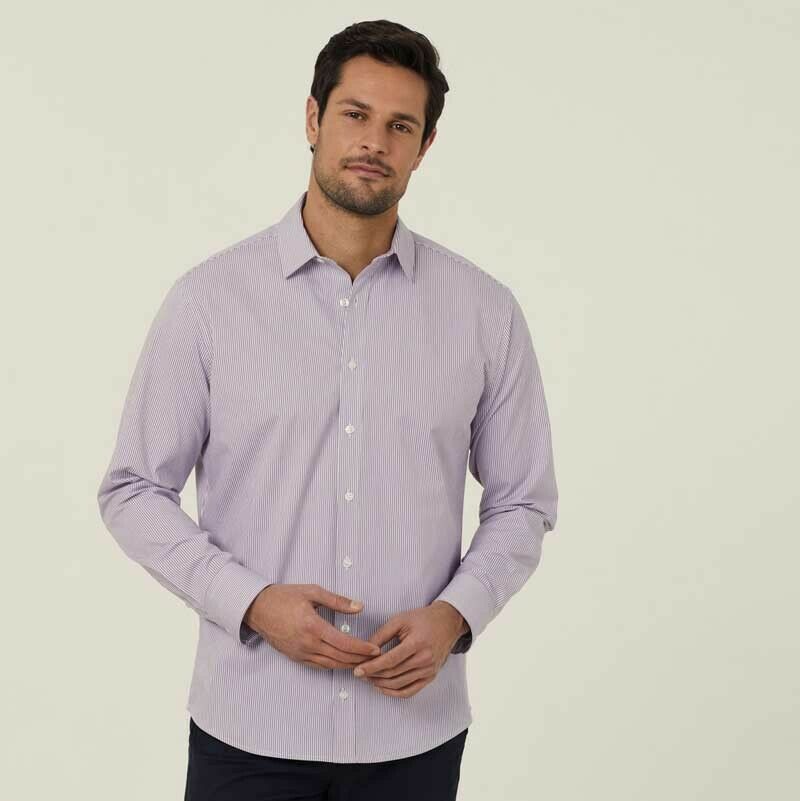 NNT Mens Avignon Stripe Long Sleeve Shirt Casual Regular Fit Business CATJD9- Bannav S Bannav LLC