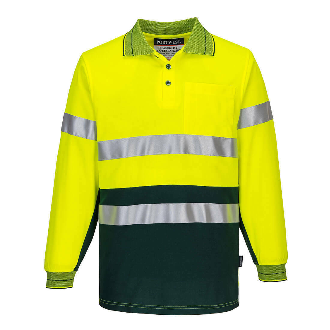 Portwest Mens Prime Mover Long Sleeve Cotton Work Shirt Polo Hi-Vis Taped MP313- Bannav S Bannav LLC