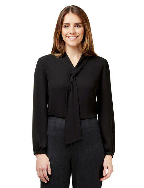 NNT Womens Formal Long Sleeve Tie Neck Blouse Soft Georgette Business CATUG4- Bannav S Bannav LLC