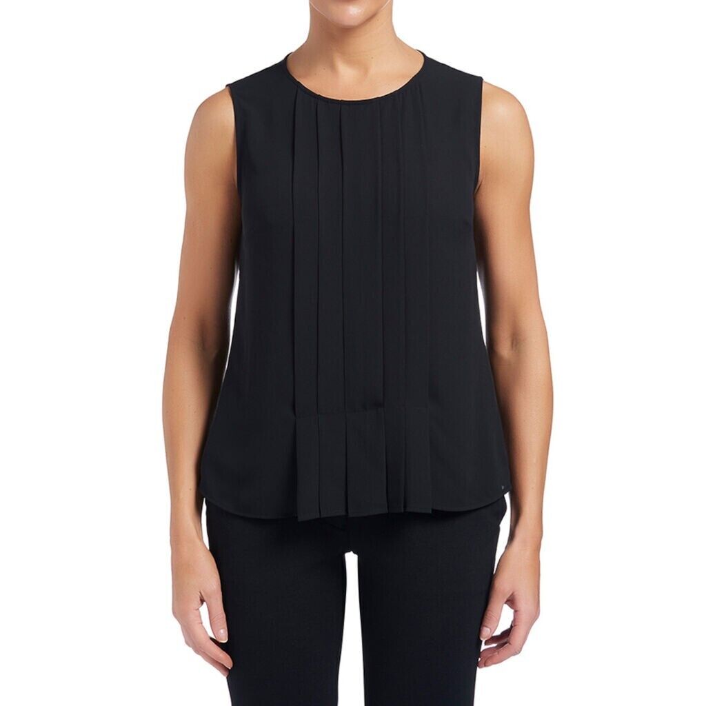 NNT Womens 2 Pack Sleeveles Pleat Front Silhouette Lightweight Blouse CATU5Q- Bannav S Bannav LLC