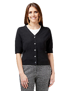 NNT Womens Wool Rich SS Rib Trim Cardigan V Neck Button Shirt CAT5CK- Bannav S Bannav LLC