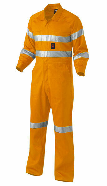 KingGee Mens Lightweight Cotton Drill Overalls Hi-Vis Taped Safety Work K51305- Bannav S Bannav LLC