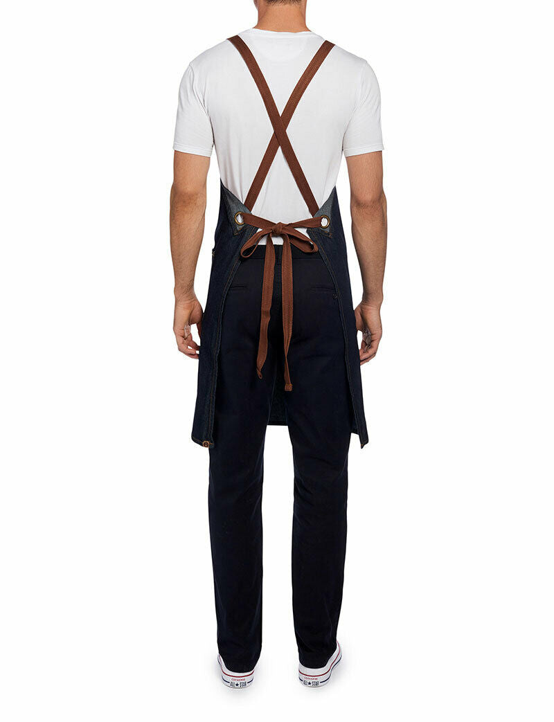 NNT Unisex Chef Memphi Cross Back Denim Apron Work Safety Tough Durable CATK2M- Bannav S Bannav LLC