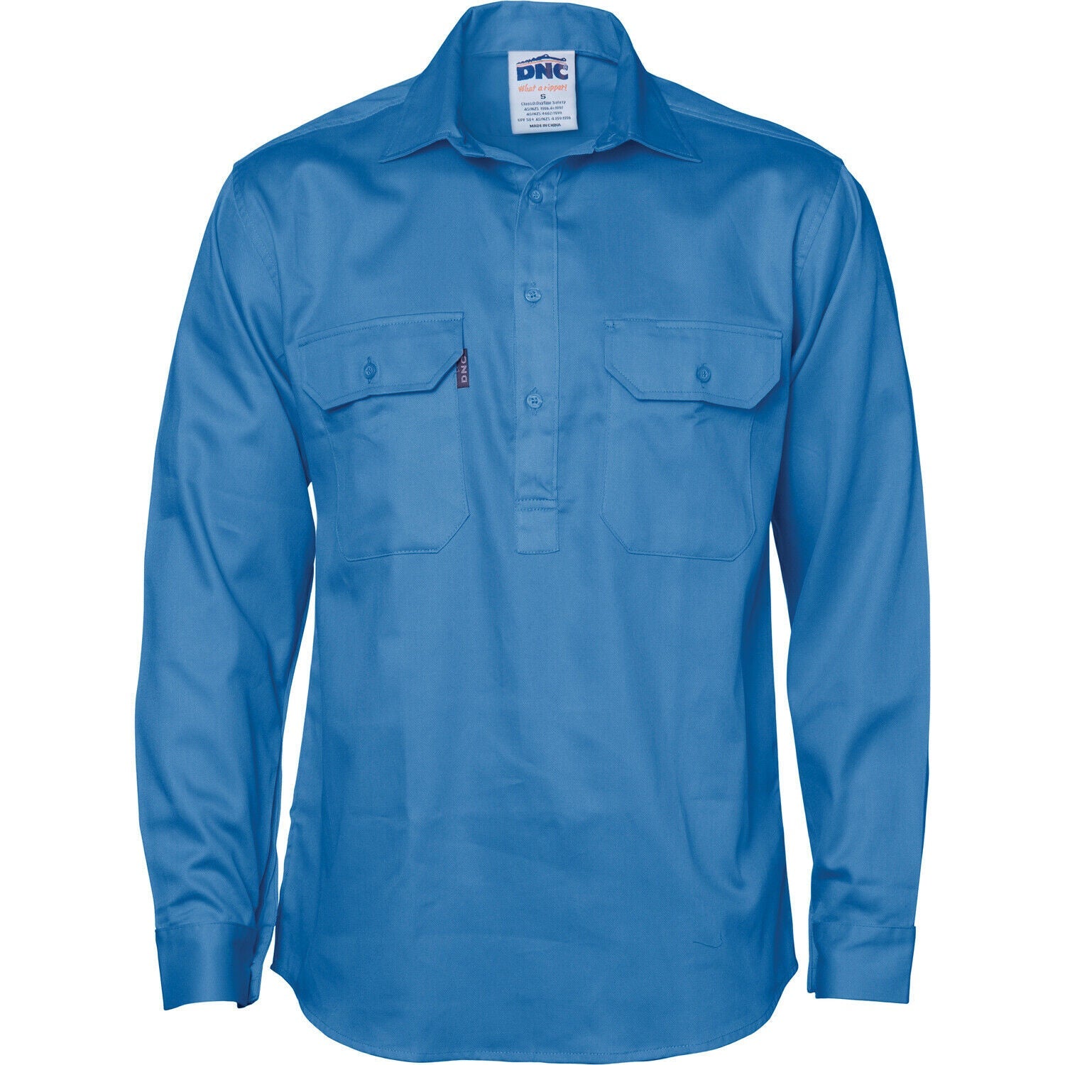 DNC Workwear Close Front Cotton Drill Long Sleeve Shirt Comfortable Work 3204- Bannav S Bannav LLC