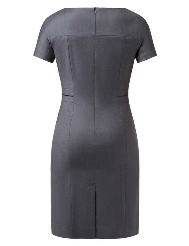 NNT Womens Sharkskin Short Sleeve Dress Classic Fit Stretch Knee Length CAT6BE- Bannav S Bannav LLC