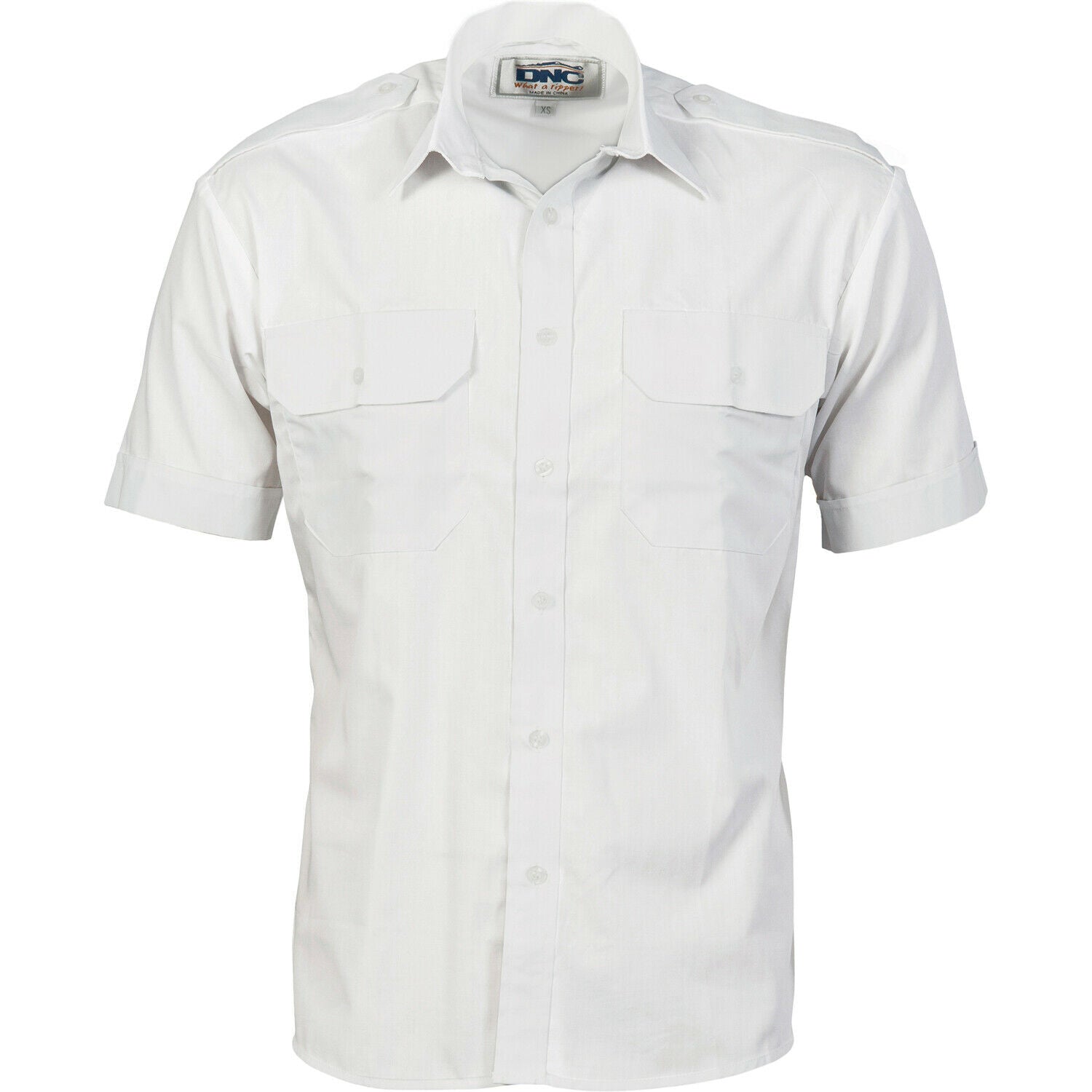 DNC Workwear Mens Epaulette Polyester Cotton Work Shirt Short Sleeve Casual 3213- Bannav S Bannav LLC