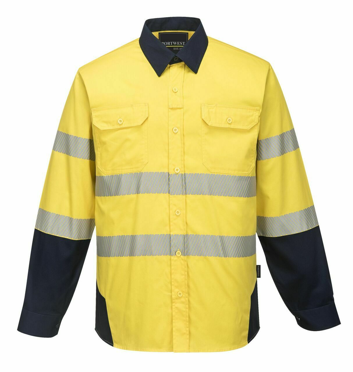 Portwest Mens PW3 Shirt Hi-Vis Tex Pro Reflective Lightweight Work Cotton PW372- Bannav S Bannav LLC