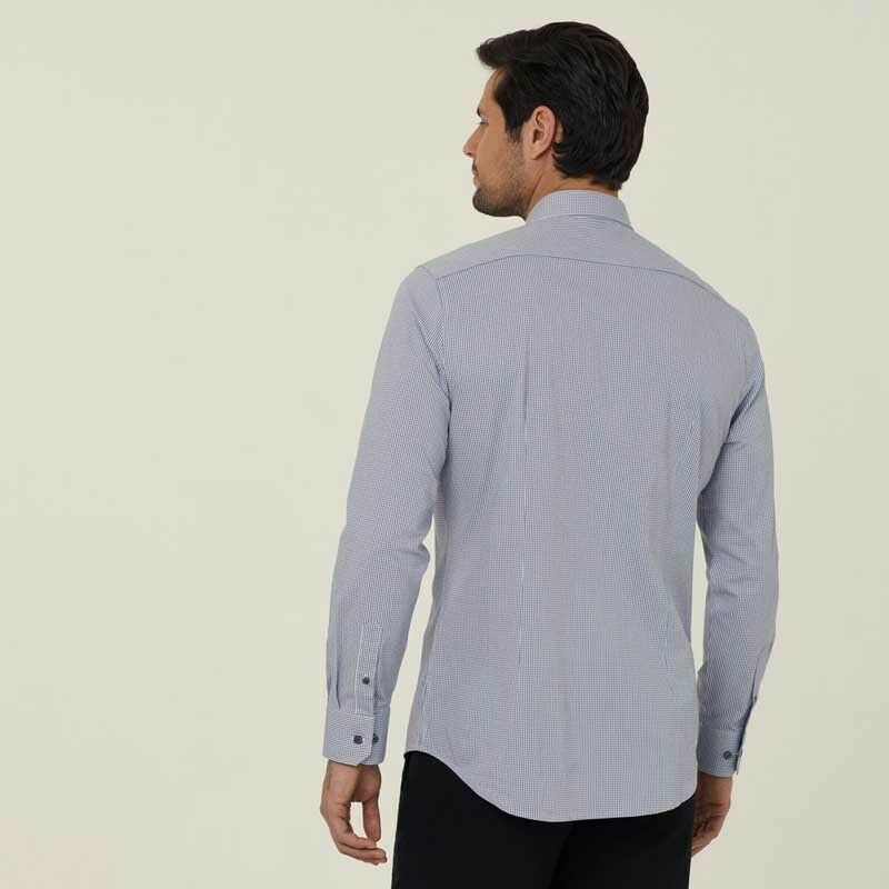 NNT Mens Avignon Gingham Checked Long Sleeve Shirt Casual Fit Business CATJDF- Bannav S Bannav LLC
