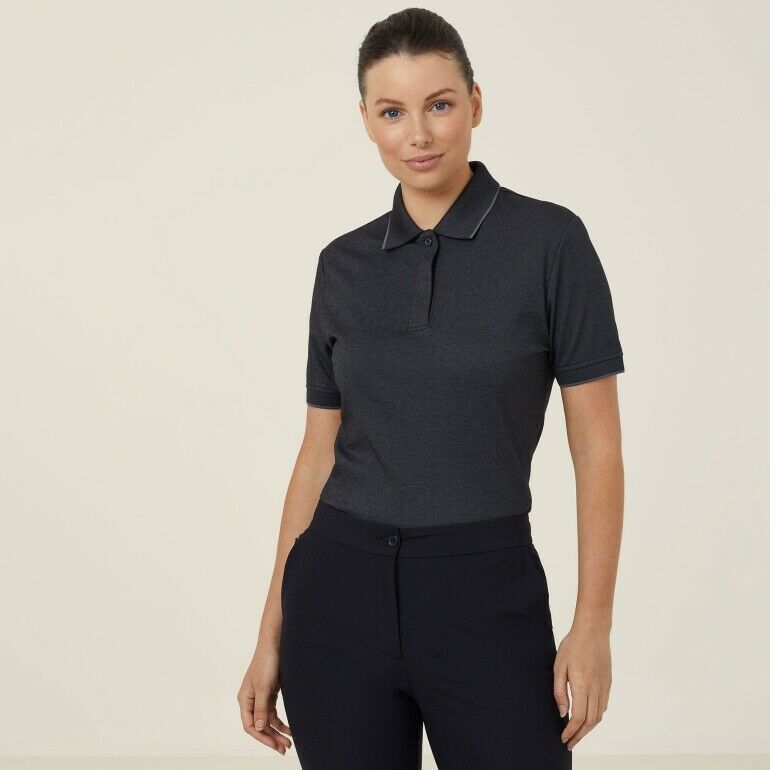 NNT Womens  Textured Short Sleeve Polo Comfortable Side Splits Classic CATUF9- Bannav S Bannav LLC
