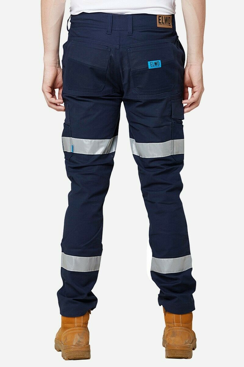 Mens Elwood Work Road Pants Stretch Canvas Phone Pocket Taped Safety Slim EWD106- Bannav S Bannav LLC