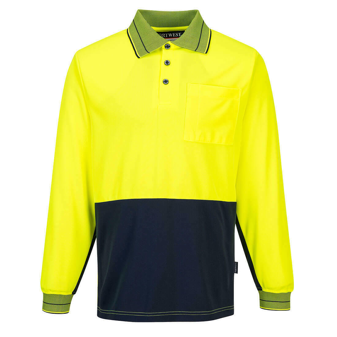 Portwest Mens Prime Mover Long Sleeve Micro Mesh Work Polo Shirt Cool Dry MP113- Bannav S Bannav LLC