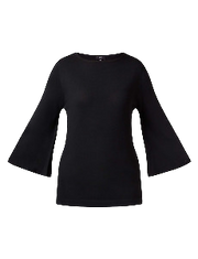 NNT Womens Wide Sleeve Knit Top Classic Fit Black Dress CAT5C8- Bannav S Bannav LLC