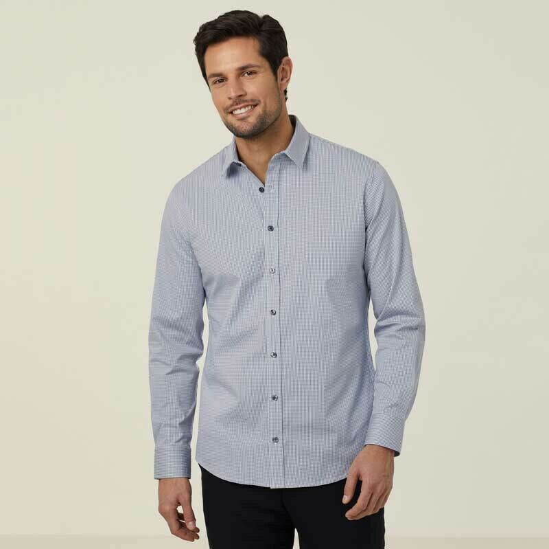 NNT Mens Avignon Gingham Checked Long Sleeve Shirt Casual Fit Business CATJDF- Bannav S Bannav LLC
