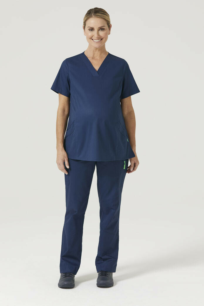 NNT Womens Maternity V Neck Scrub Top Curved Hemline Nurse Work Uniform CATUG3- Bannav S Bannav LLC