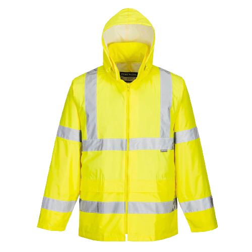 Portwest Mens Hi-Vis Rain Jacket Reflective Taped Hood Work Safety Comfy H440- Bannav S Bannav LLC