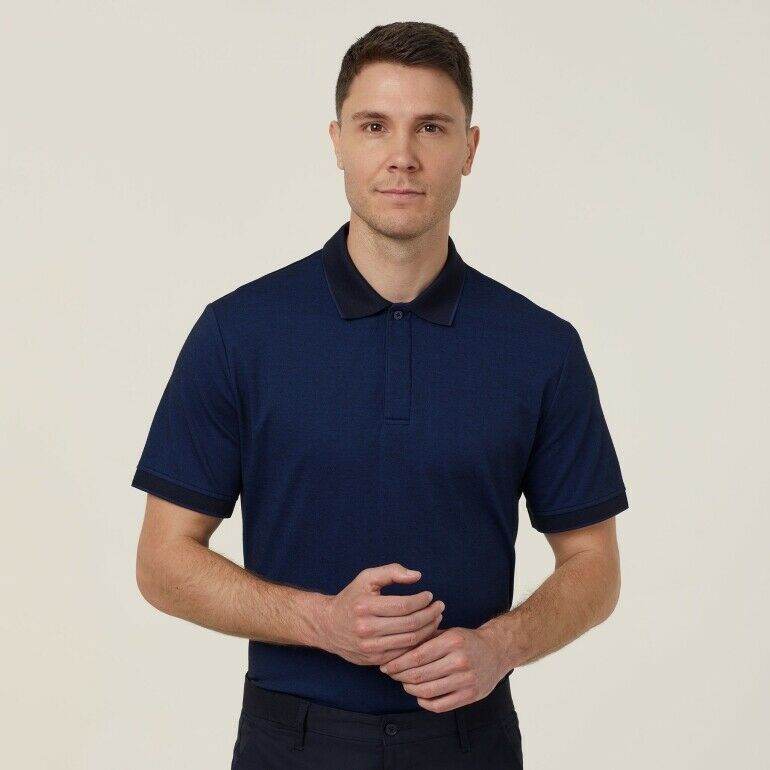 NNT Mens Textured Short Sleeve Polo Comfortable Side Splits Classic CATJA4- Bannav S Bannav LLC
