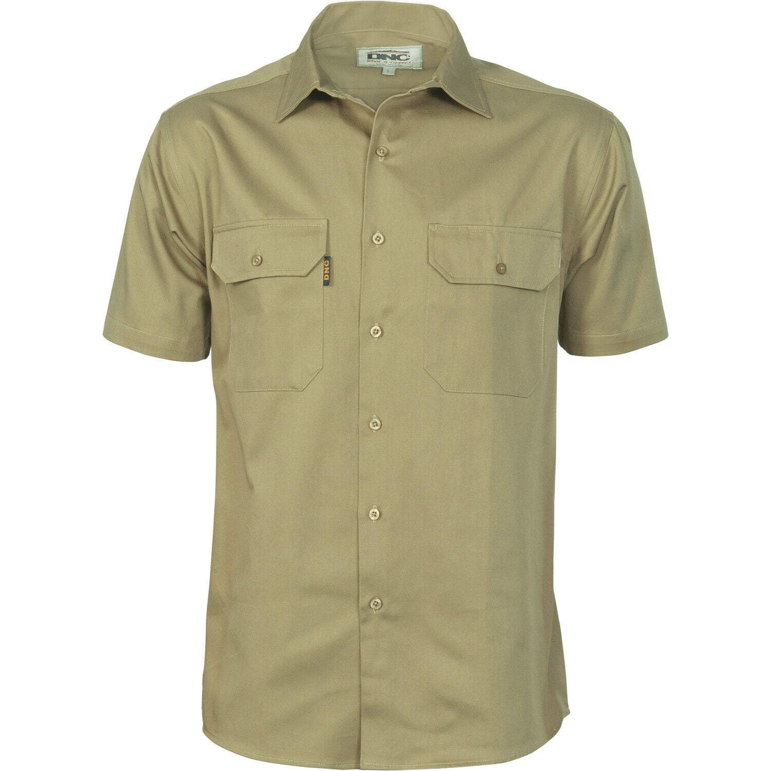 DNC Workwear Mens Cotton Drill Close Front Work Shirt Short Sleeve 3203- Bannav S Bannav LLC