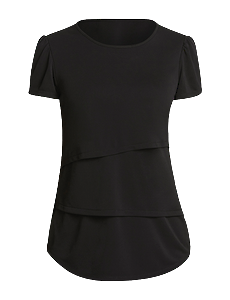 NNT Womens Matt Jersey Short Sleeve Layered Top Round Neckline Blouse CAT9XG- Bannav S Bannav LLC