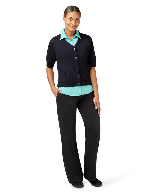 NNT Womens Wool Rich Short Sleeve Rib Trim Cardigan Business Body Warmer CAT5BJ- Bannav S Bannav LLC