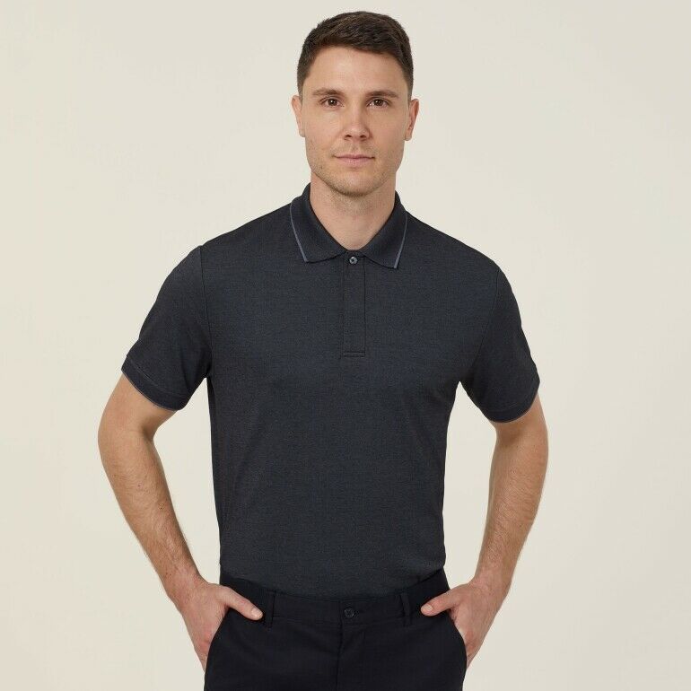 NNT Mens Textured Short Sleeve Polo Comfortable Side Splits Classic CATJA4- Bannav S Bannav LLC