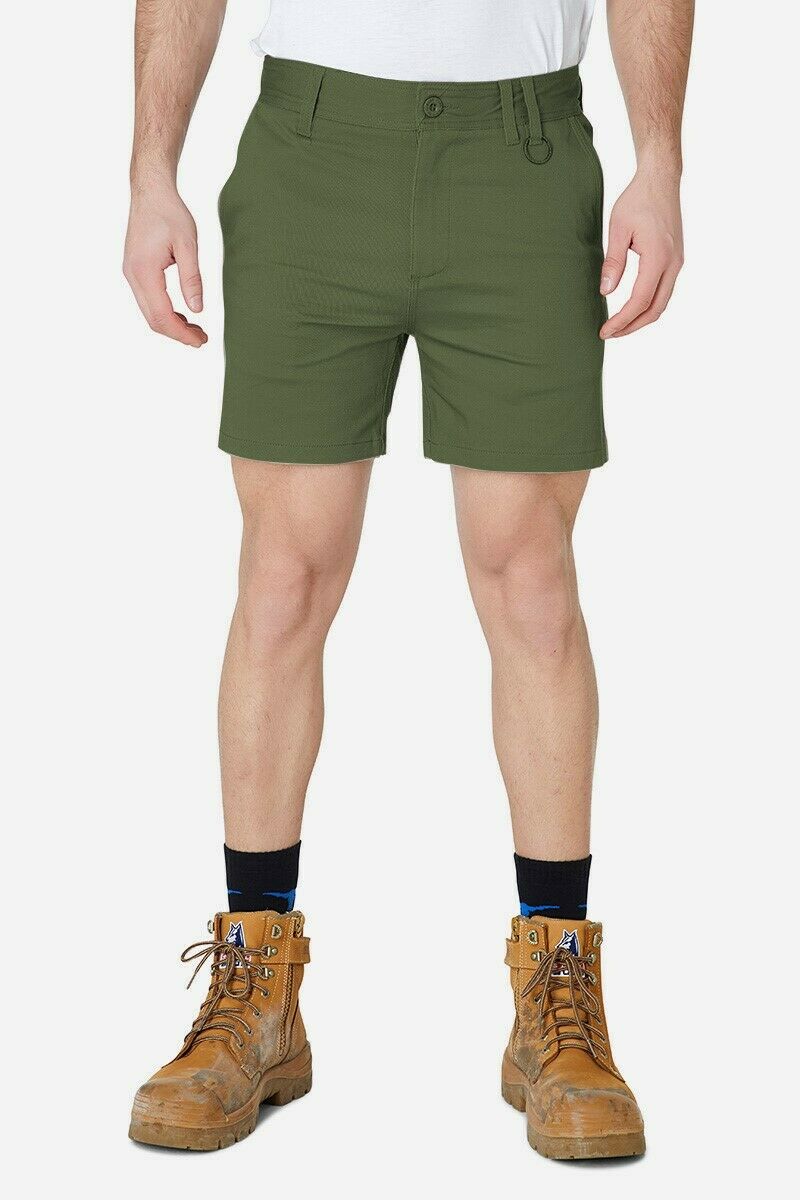 Mens Elwood Work Basic Shorts Stretch Twill Reinforced Pockets Tradie EWD202- Bannav S Bannav LLC