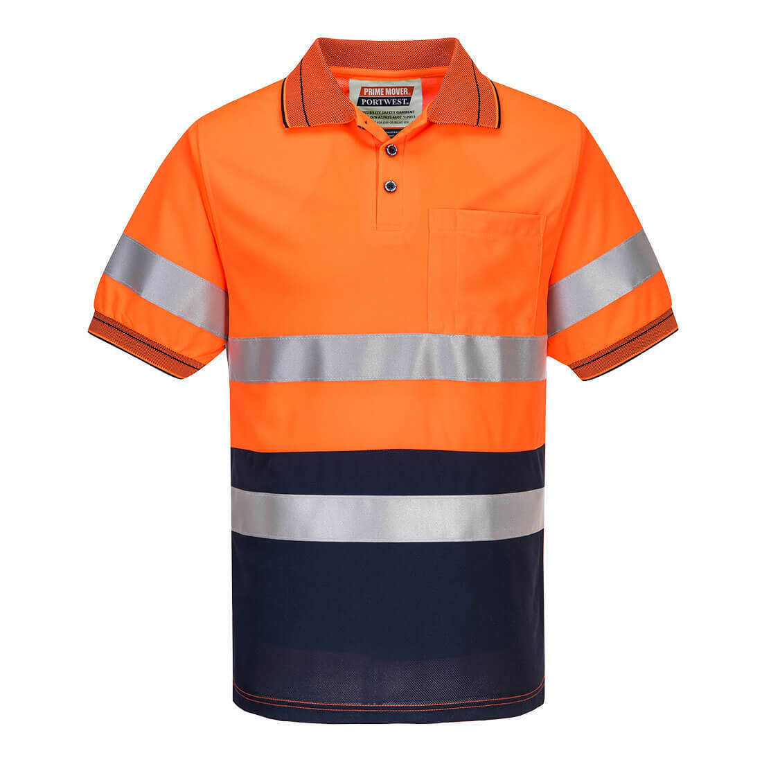 Portwest Mens Prime Mover Short Sleeve Micro Mesh Polo Taped Hi-Vis Work MP510- Bannav S Bannav LLC