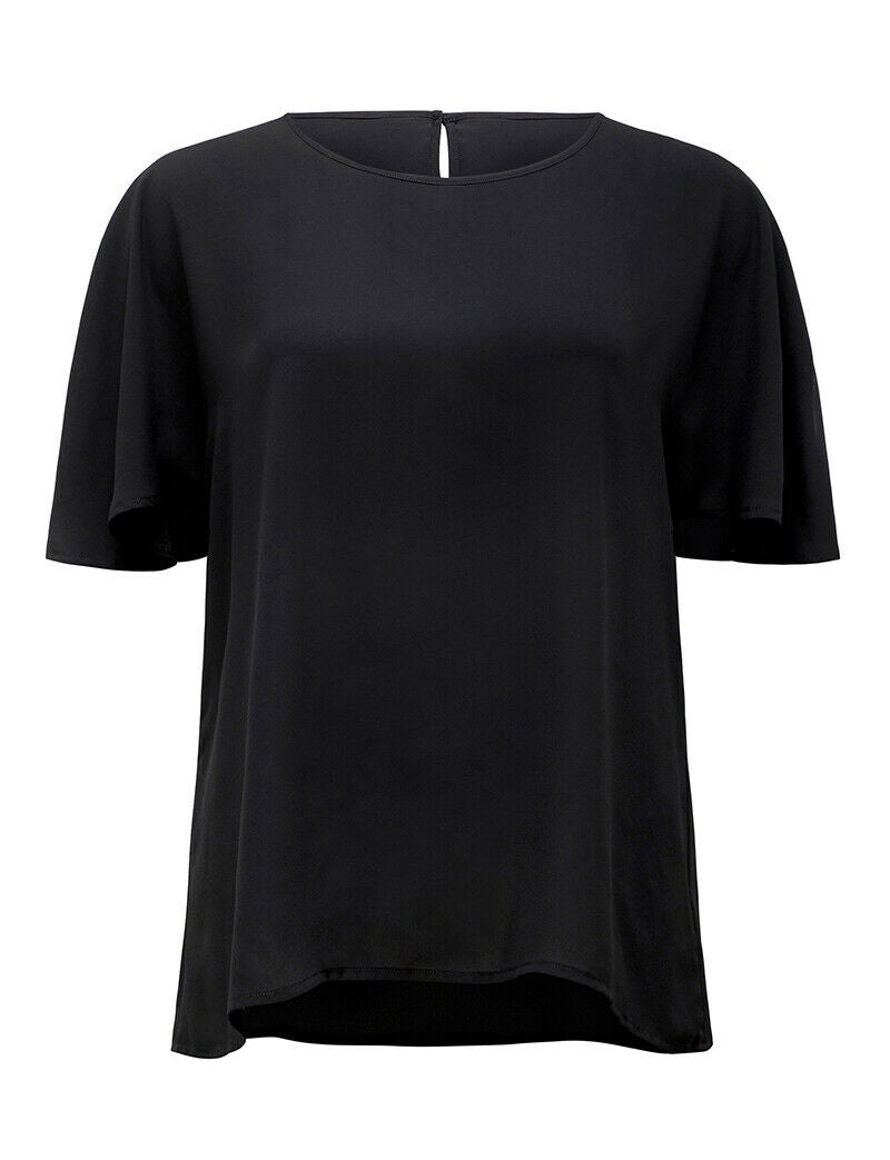 NNT Women Soft Georgette Cape Blouse Short Sleeve Cap Sleeve Formal Shirt CATU2S- Bannav S Bannav LLC