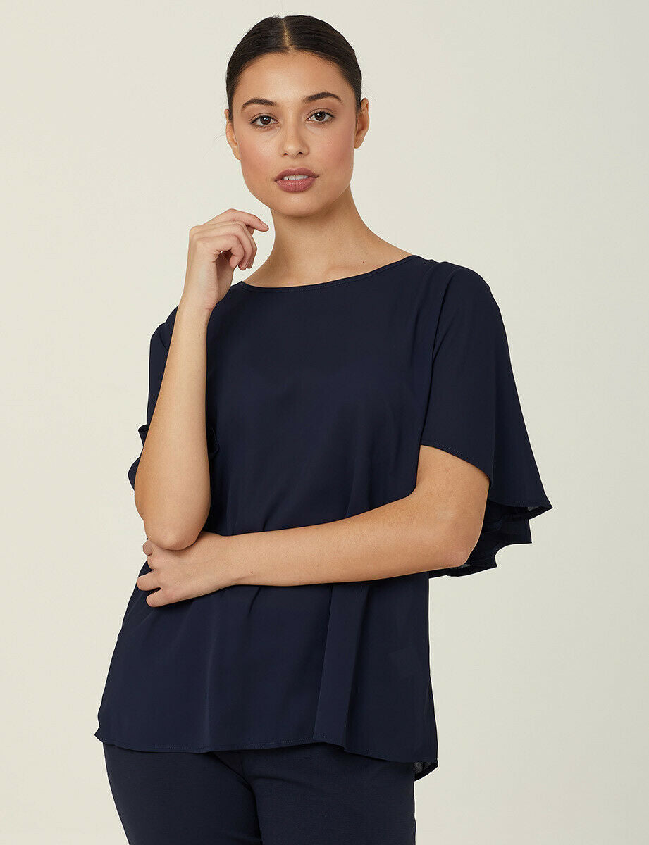 NNT Womens Georgie  Cape Short Sleeve Blouse Classic Fit Comfortable CATUKD- Bannav S Bannav LLC